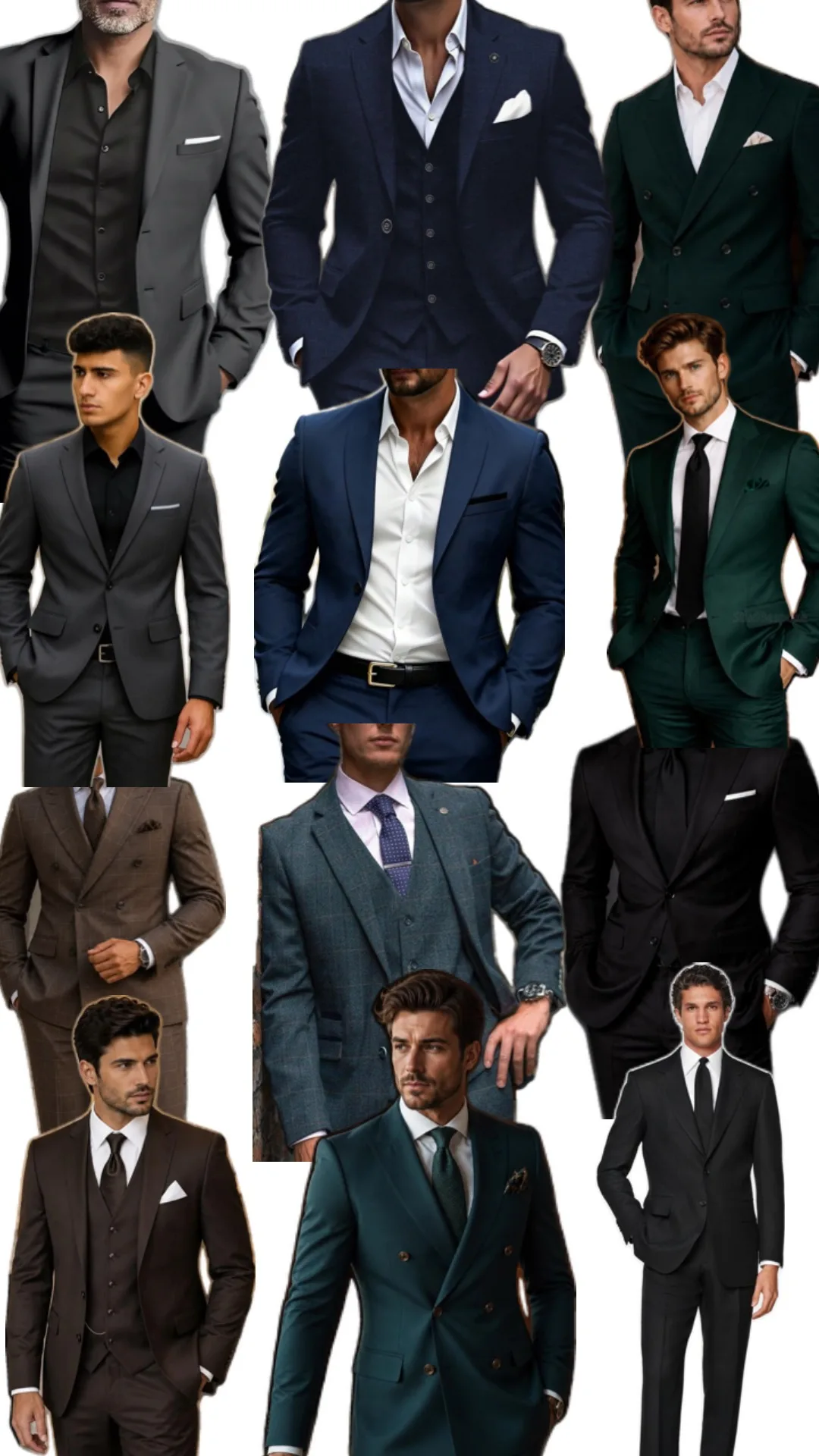Gentlemen formal attire color collage