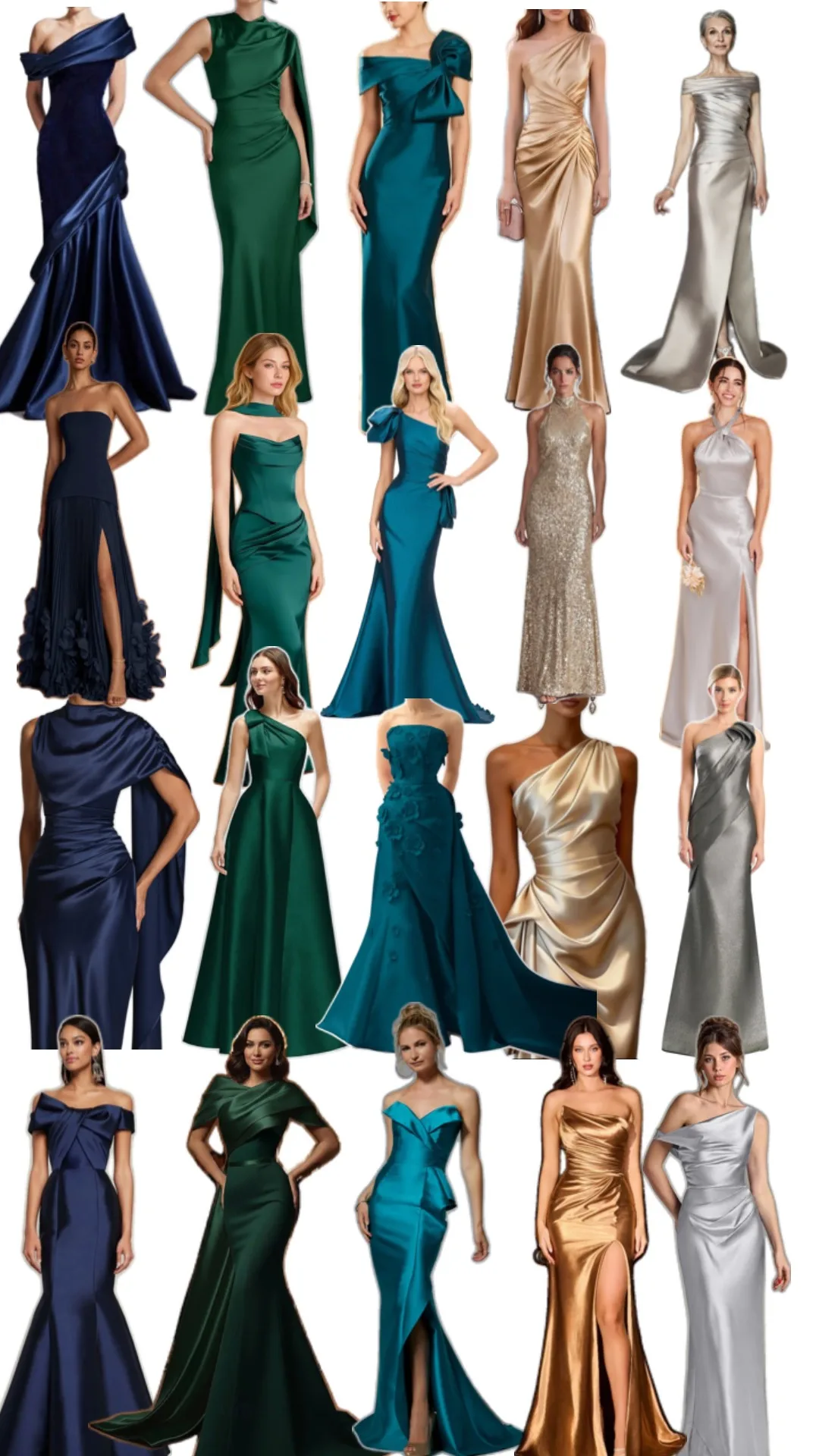 Ladies formal attire color collage